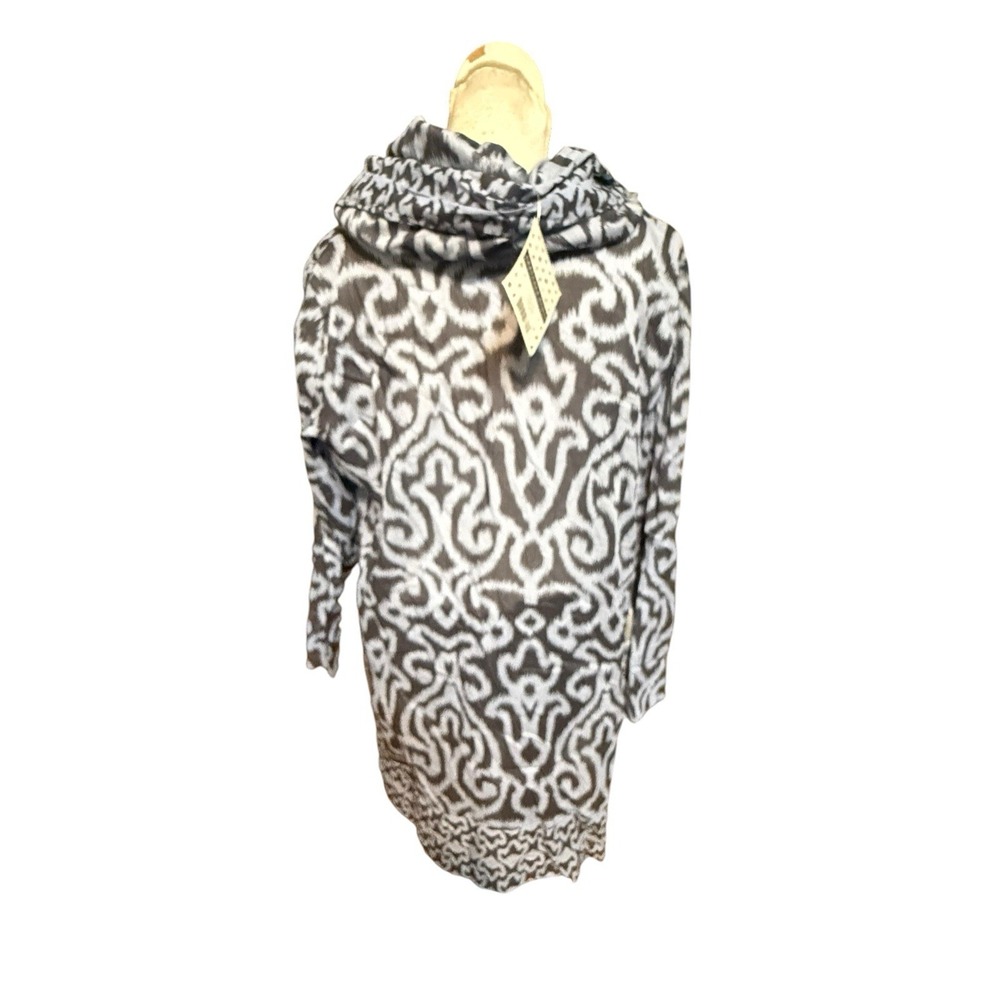 Gretchen Scott Cotton Voile Funnel Tunic Top Arabesque Charcoal Blue Shrimp NWT - Picture 4 of 6